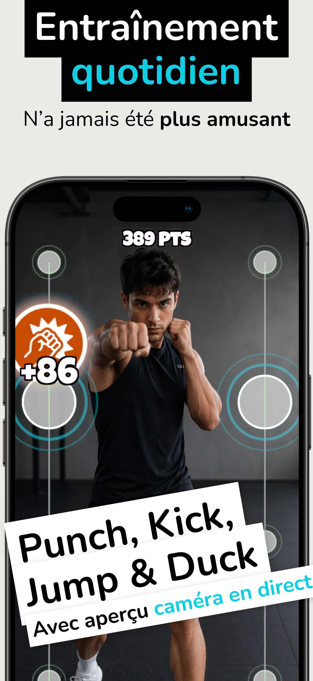 Entraînement de boxe rythmée